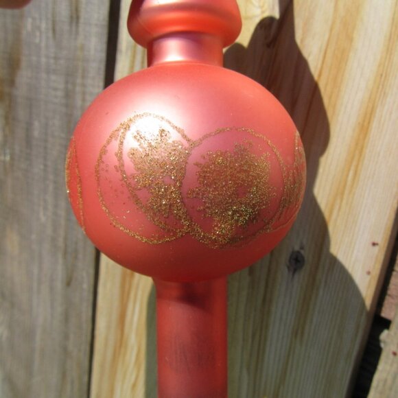 Vintage Mercury Glass Pink Gold Glitter Christmas Tree Topper Finial - Picture 2 of 6
